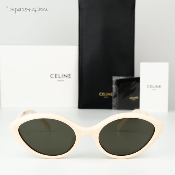 Celine Women Sunglasses Ivory Khaki Cat Eye CL40264U THIN 25N BRAND NEW main image 4